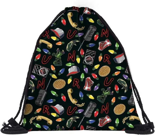 Miniatura 3 de MINAZIS Stranger - Mochila con cordón y bolsa multifuncional, bolsa de gimnasio deportiva, Negro -, Bolsa con cordón