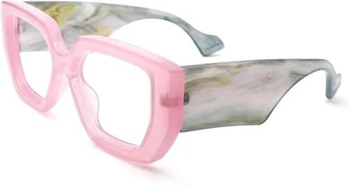 Miniatura 14 de Hycredi Gafas de luz azul de marco grueso para mujeres y hombres, anteojos cuadrados de gran tamaño para juegos de computadora con lente transparente