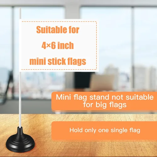 Miniatura 4 de Gerrii 48 soportes para bandera de mesa de 4 x 6 pulgadas, base de bandera pequeña para mesa del día de la independencia, escritorio, fiesta, Negro