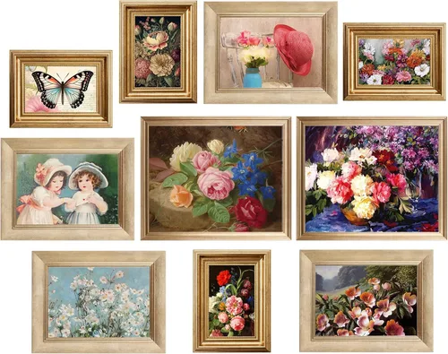 10 Piezas de Marcos de Fotos Dorados Vintage para Pared o Mesa, Conjunto de Marcos de Collage Franceses de Estilo Campestre con Marcos de 8x10, 5x7,