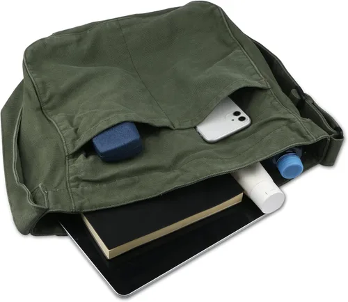 Miniatura 4 de Bolso bandolera de lona para mujeres y hombres, con múltiples bolsillos, casual, bolso de mensajero, viajes, trabajo