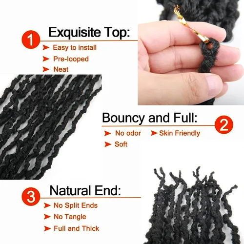 Miniatura 5 de Pelo sintético de ganchillo de 14 pulgadas, 10 paquetes de trenzas onduladas rizadas suaves desgastadas, extensiones de cabello sintético trenzado