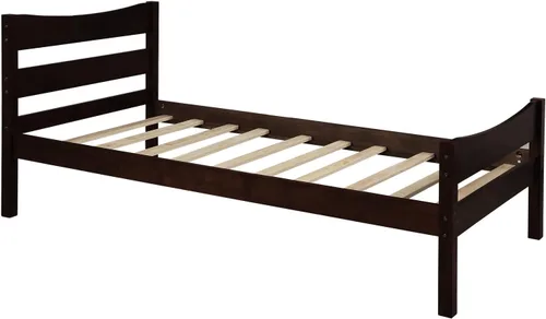 Miniatura 8 de Anwick Base de cama individual de madera con cabecero y estribo, base de colchón de plataforma con soporte de listones de madera para niños, Espresso