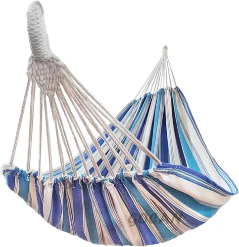 Miniatura 20 de GOCAN - Hamaca doble brasileña para 2 personas, 129.9 x 59 pulgadas, carga de 500 libras, lona de algodón, hamaca para patio, porche, jardín, patio