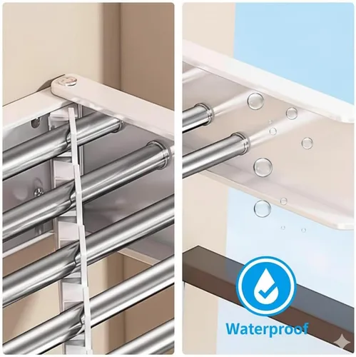 Miniatura 5 de Estante de secado para montar en la pared, 31.5 pulgadas, plegable, resistente a 60 libras, estante de lavandería que ahorra espacio, resistente a