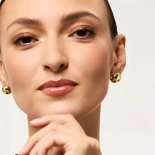 Miniatura 88 de Aretes de aro gruesos de oro para mujer, chapados en oro de 14 quilates, aretes de aro triple, hipoalergénicos, a la moda, aretes de aro gruesos
