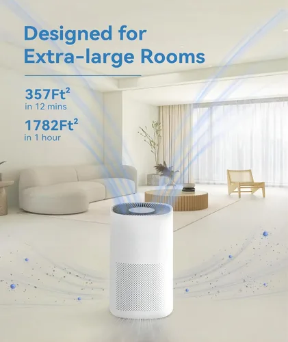 Miniatura 8 de Purificadores de aire para habitaciones grandes del hogar, limpieza rápida de hasta 1782 pies cuadrados, filtros True H13 HEPA 3 en 1, elimina