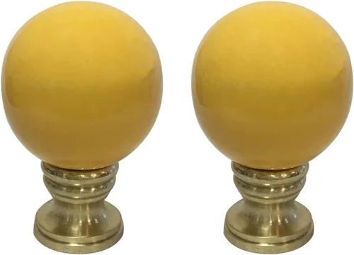 Miniatura 8 de Royal Designs Esfera de cerámica de 1.75 pulgadas para pantalla de lámpara, blanco, base de latón pulido