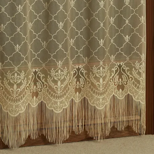 Miniatura 3 de Touch of Class Panel de cortina victoriana de encaje Fleur de Lis para ventana de poliéster - Oro antiguo - Panel de estilo europeo para ventanas