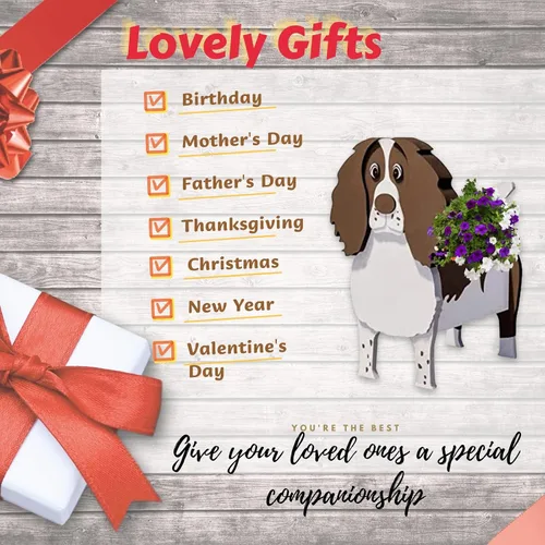 Miniatura 7 de Maceta de Perro English Springer Spaniel, Macetas de Plantas, Bonita Maceta de Jardín para Perros, Macetas de Perro Regalos de Cumpleaños