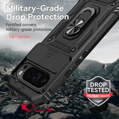 Miniatura 5 de Funda para Google Pixel 9 Pro XL con cubierta para lente de cámara, protector de pantalla HD, doble capa de grado militar a prueba de caídas