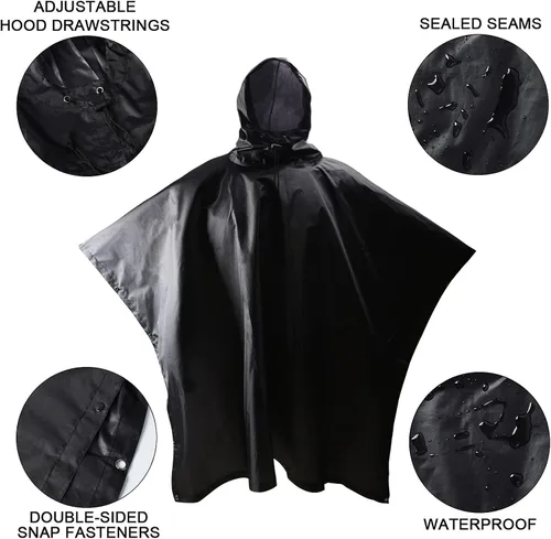 Miniatura 6 de Chubasqueros impermeables camuflados Poncho de lluvia con capucha, ligero, impermeable, plegable, impermeable, al aire libre, caza, senderismo