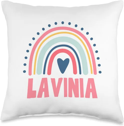 Idea Regalo Personalizzata con Nome Gifts Idea Lavinia Name Custom Woman Myth Legend Pink Birthday Party Throw Pillow, 16x16, Multicolor
