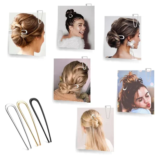 Miniatura 7 de 3 horquillas francesas para cabello grueso, pasadores de metal en forma de U para mujer, grandes 5.5 pulgadas para peinados y accesorios de peinado