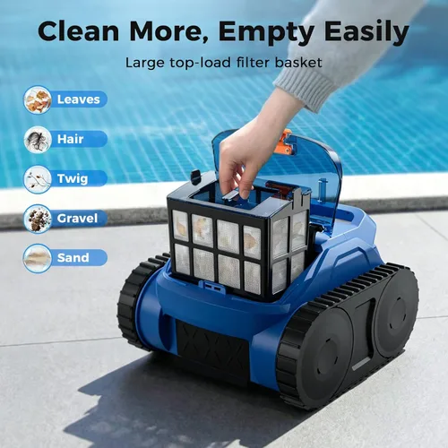Miniatura 7 de Limpiador robótico inalámbrico para piscinas, aspiradora robótica automática para piscinas enterradas, limpieza de robot de piscina de spa de hasta