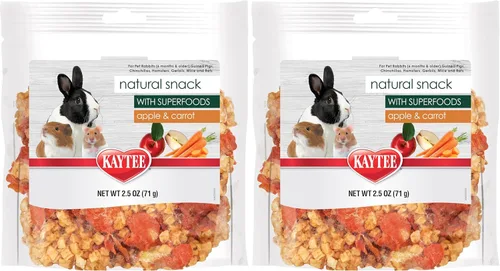 Miniatura 7 de Kaytee Snack natural con superalimentos para conejillos de indias, conejos, hámsteres y otros animales pequeños, manzana y zanahoria, 2.5 onzas