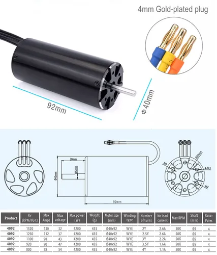 Miniatura 3 de KingVal Motor sin escobillas de repuesto 4092 800KV con unidad de camisa de refrigeración por agua compatible con barco RC
