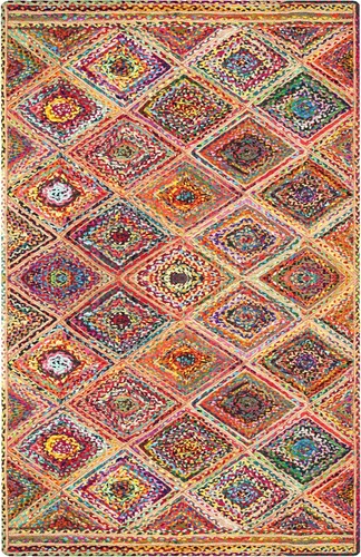 Miniatura 19 de Natural Jute Collection - Alfombra cuadrada de 3 x 3 pies, alfombra de yute trenzada a cuadros multicolor de 0.27 pulgadas de grosor, ideal