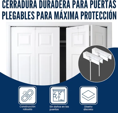 Miniatura 8 de Safety Innovations - Cerradura de puerta plegable (paquete de 2) - Protección para armarios, puerta plegable a prueba de niños y mascotas