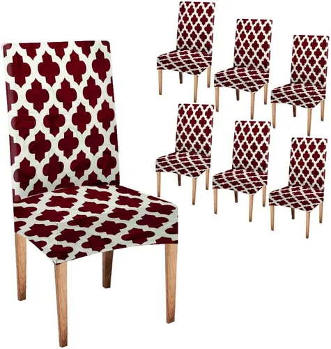 Miniatura 13 de CAPSCEOLL Juego de 4 fundas elásticas para sillas Parsons de color marrón y gris, universales, extraíbles y lavables, fundas de asiento protectoras