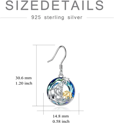 Miniatura 52 de POPKIMI Bonitos aretes colgantes de animales, joyería de animales, regalos de cumpleaños y Navidad para mujeres, aretes de ópalo de cristal de plata