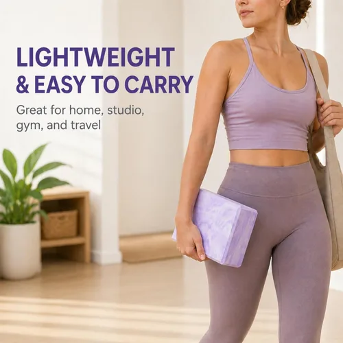 Miniatura 5 de Bloque de yoga – Bloque de ejercicio de espuma de alta densidad para yoga, pilates, estiramiento y meditación – antideslizante, ligero y duradero