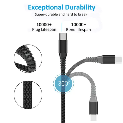 Miniatura 6 de Cable USB C de 10 pies, paquete de 2 cables de carga USB A a tipo C, cable de carga rápida de 3A para Samsung Galaxy S23 S22 S21 S20 A01 A02s A10e