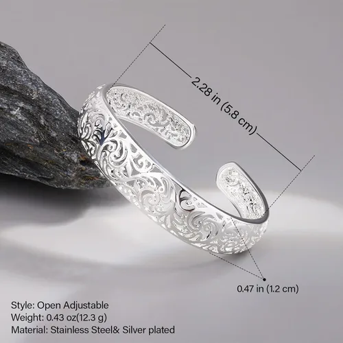 Miniatura 3 de Pulsera de plata de ley 925 chapada en plata de ley 925, pulsera de alambre cruzado de múltiples capas, pulsera abierta ajustable para adolescentes