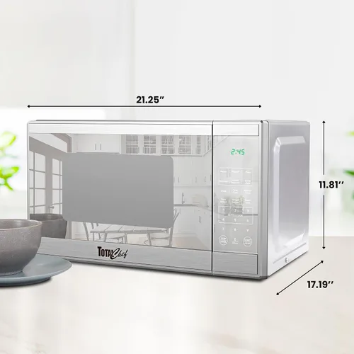 Miniatura 7 de Horno microondas TOTAL Chef de 1.3 pies cúbicos – Electrodoméstico compacto de encimera, pequeño horno microondas de acero inoxidable con pantalla
