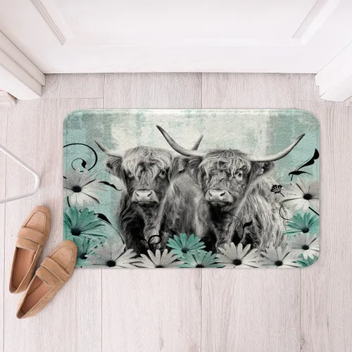 Miniatura 10 de Highland - Alfombra de baño de vaca para regalo de vaqueros, alfombra de baño de granja occidental de 20 x 32 pulgadas, tapete de baño de animales