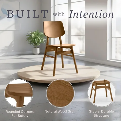 Miniatura 5 de Alaterre Furniture Calais Dining - Juego de 2 sillas de comedor moderno de mediados de siglo, juego de sillas de madera maciza con diseño