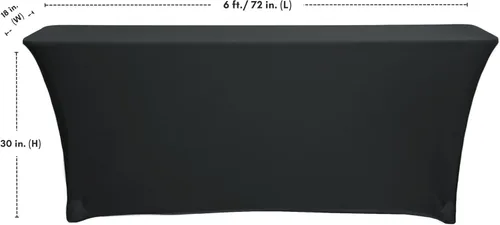 Miniatura 4 de YOUR CHAIR COVERS - Mantel elástico rectangular estándar de elastano de 6 pies x 18 pulgadas, color negro