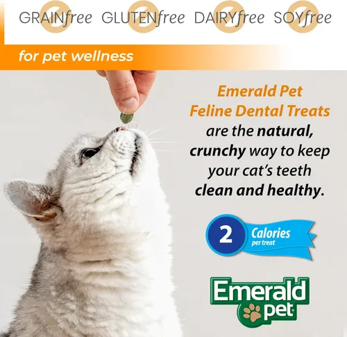 Miniatura 6 de Emerald Pet Golosinas dentales para gatos sin granos con hierba gatera, golosinas dentales naturales crujientes para gatos para limpiar los dientes