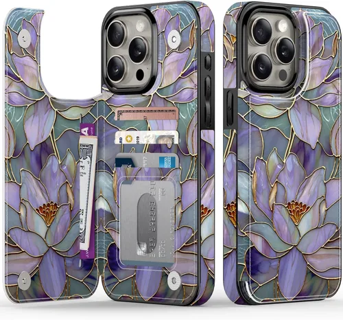 Miniatura 25 de FUNMIKO Funda tipo cartera para iPhone 13 con tarjetero, bloqueo RFID, protección de grado militar y obras de arte impresas con rayos UV, cierre
