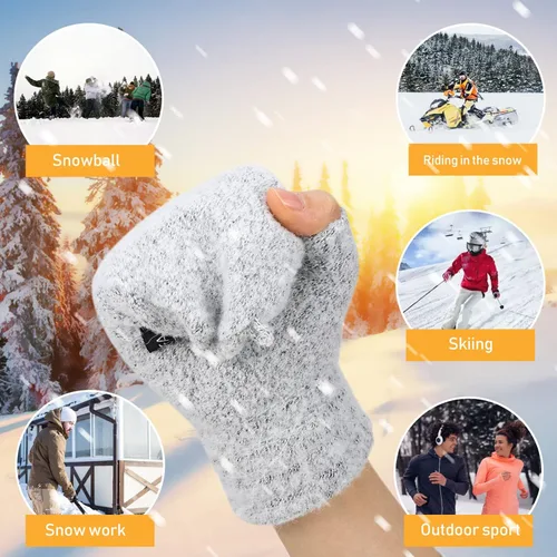 Miniatura 9 de LIOOBO Guantes calefactados por USB: guantes de escritura suaves para tejer, guantes de calentamiento de invierno, calentadores de mano