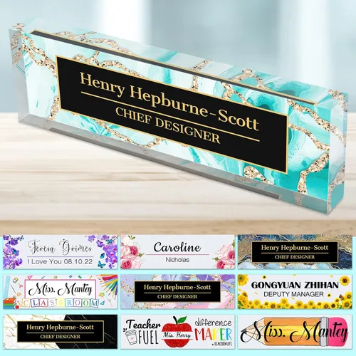 Miniatura 31 de Placa de nombre de escritorio personalizada para profesores, placa de nombre para escritorios, placa de escritorio de vidrio acrílico transparente