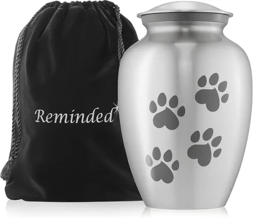 Miniatura 9 de Urna de latón macizo de 9 pulgadas para perros y gatos para cenizas de mascotas, recuerdo de cremación para mascotas de hasta 110 libras, estampado