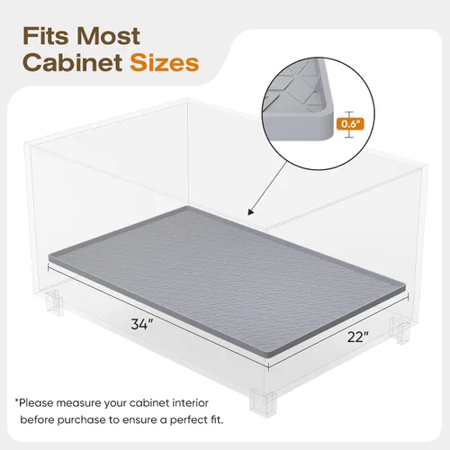 Miniatura 2 de TRZZ Tapete de silicona impermeable para debajo del fregadero de 34 x 22 pulgadas, bandeja de goteo y forro de gabinete para cocina y baño, evita