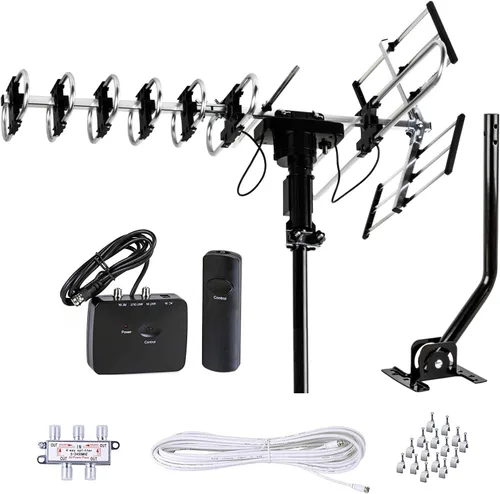 Miniatura 11 de Five Star Antena para exteriores HD TV de 200 millas de alcance con rotación motorizada de 360°, radio UHF/VHF/FM con control remoto infrarrojo
