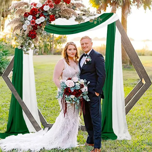 Miniatura 3 de Cortina de tela de gasa para boda, 20 pies, 2 paneles, cortinas de fondo transparentes, arcos de boda verdes para ceremonia, decoración de arco
