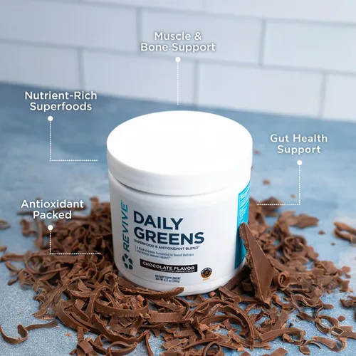 Miniatura 6 de Revive MD Daily Green Powder Superfood (chocolate) – Supergreens Polvo para apoyar los niveles de energía – Jugo verde que mejora la ingesta