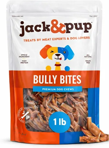 Miniatura 9 de Jack&Pup Bully Stick Bites- 10 onzas – Golosinas para perros pequeños y medianos – Todo natural, Pizzle de carne de res de un solo ingrediente