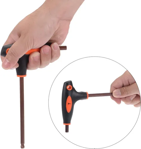 Miniatura 4 de uxcell Llave inglesa de la manija en T de la llave hexagonal del extremo de la bola de 23.0 ft m, acero métrico S2