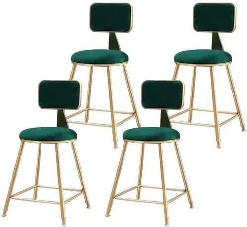 Miniatura 45 de Taburete moderno para mostrador, taburete sin brazos, taburete de hierro con cojín y pedal, 1 taburete corto (18 pulgadas de alto) azul