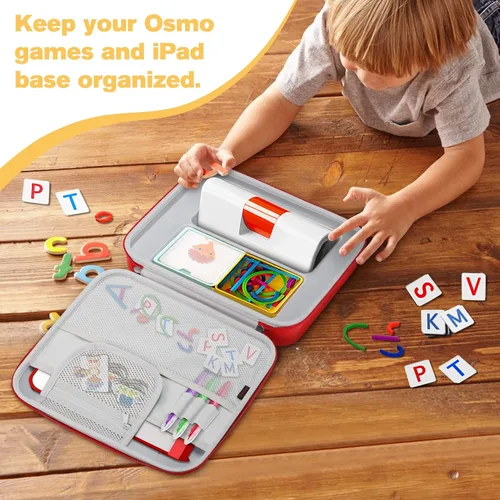Miniatura 6 de FINPAC Estuche rígido de transporte para juegos Osmo, maletín organizador de almacenamiento grande para base Osmo para iPad, tablero creativo