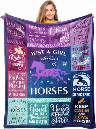 Regalos de caballos para niñas y mujeres, manta de 60 x 50 pulgadas, regalos de cumpleaños de Navidad para amantes de los caballos Caballo morado