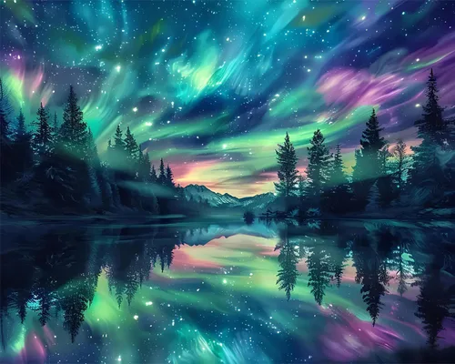 Pintura de diamantes Aurora para adultos, arte de diamantes, kits de pintura de diamantes Aurora 5D para adultos, arte de gemas de cielo estrellado