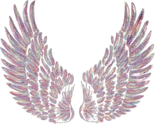 2pcs Angel Wing Applique Patches with Colorful Sequins Embroidered Wings Iron-on Garment Sewing Patches for Clothing Decoration and DIY Craft