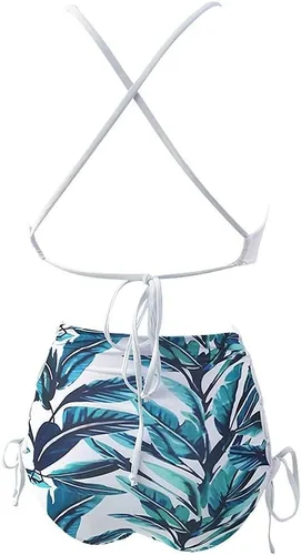 Miniatura 4 de Bikini africano sin espalda para mujer, traje de baño tankini de cintura alta, traje de baño con correa