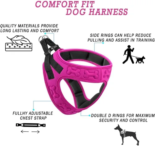 Miniatura 6 de Arnés Cómodo Step-in para Perros y Cachorros - Arnés de Chaleco Cómodo para Perros para Todo Clima: Ajustable, Suavemente Acolchado, Fácil de Poner